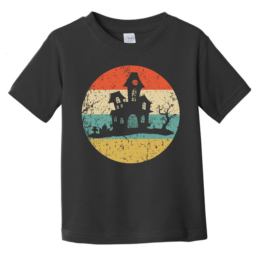 Halloween Spooky Scary Haunted House Silhouette Creepy Retro Infant Toddler T-Shirt