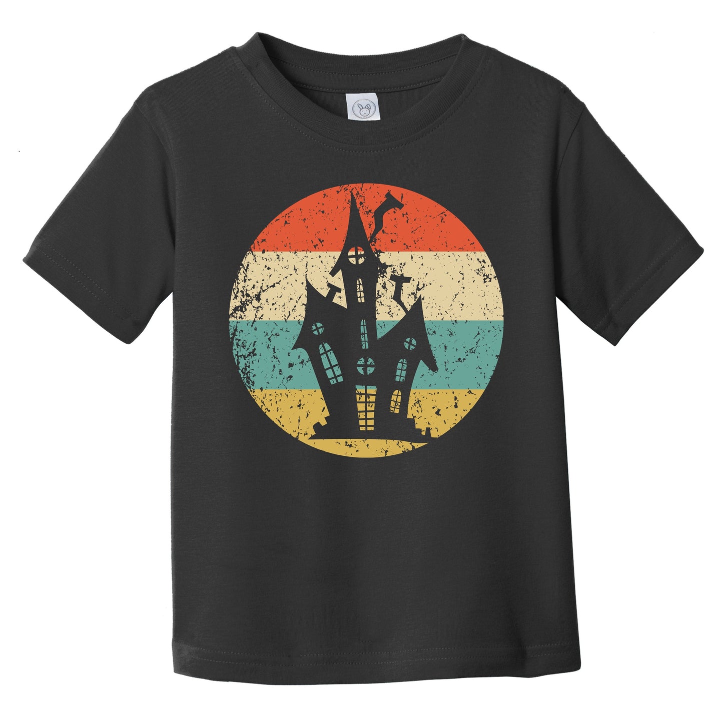 Retro Creepy Scary Haunted House Silhouette Spooky Halloween Infant Toddler T-Shirt