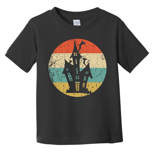 Retro Creepy Scary Haunted House Silhouette Spooky Halloween Infant Toddler T-Shirt