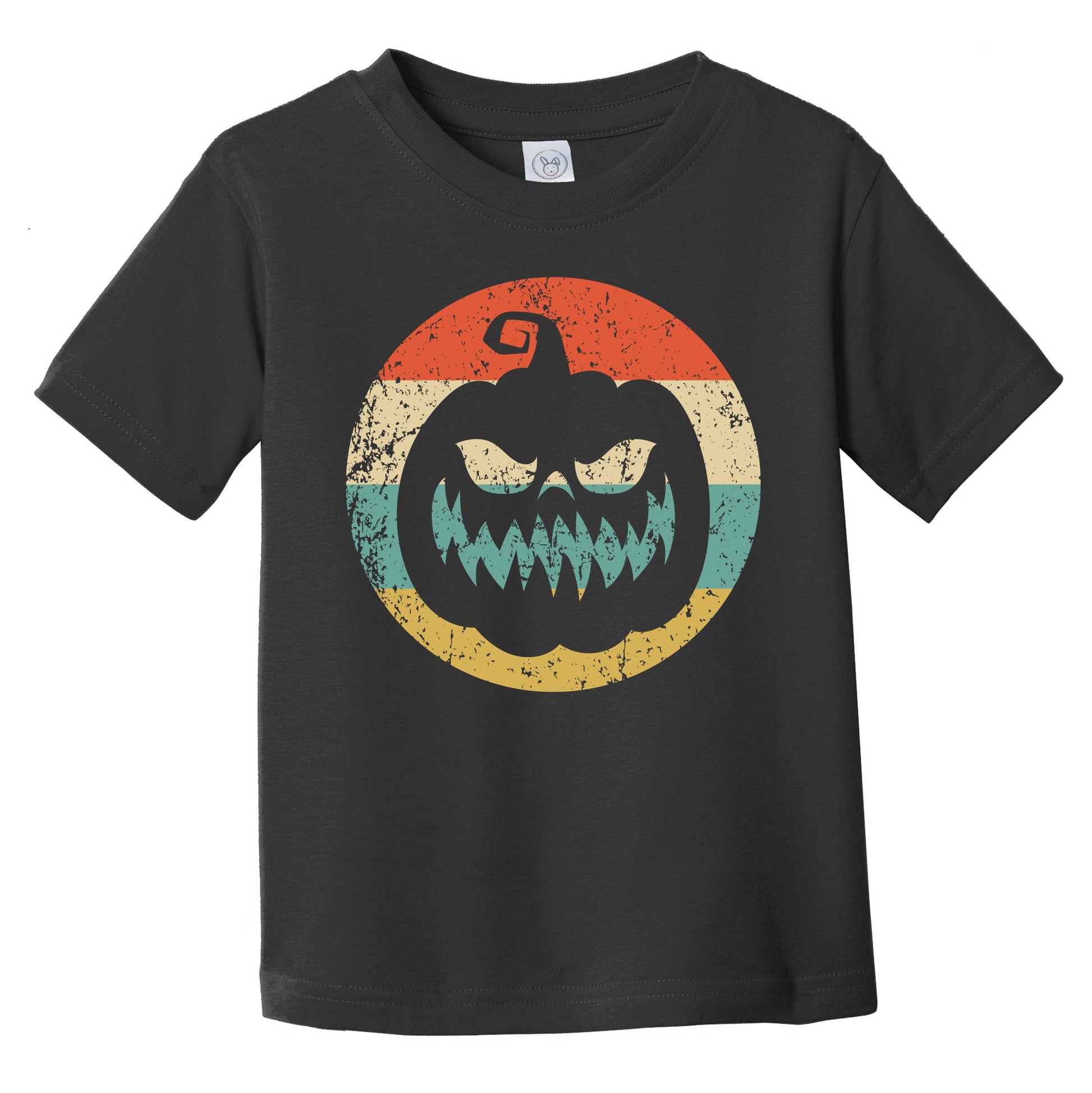 Retro Halloween Scary Jackolantern Pumpkin Silhouette Spooky Infant Toddler T-Shirt