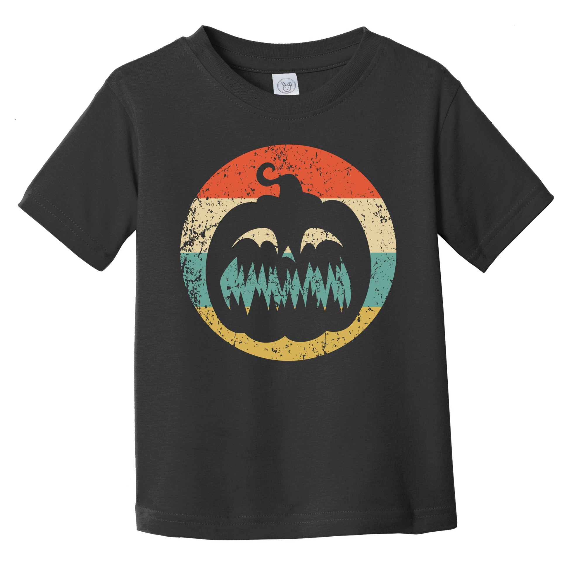 Halloween Jackolantern Pumpkin Silhouette Spooky Scary Retro Infant Toddler T-Shirt