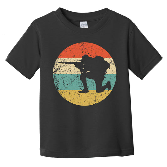 Crouching Soldier Silhouette Retro Military Infant Toddler T-Shirt