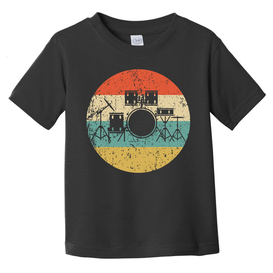 Drum Set Silhouette Retro Music Musician Musical Instrument Infant Toddler T-Shirt