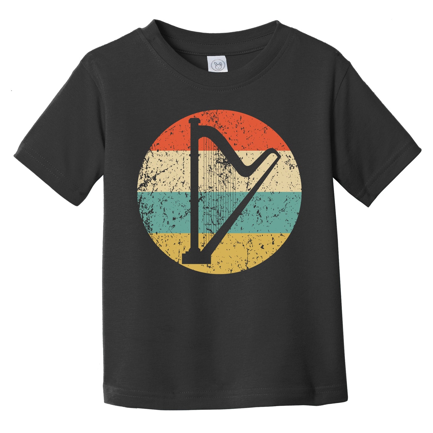 Harp Silhouette Retro Music Musician Musical Instrument Infant Toddler T-Shirt