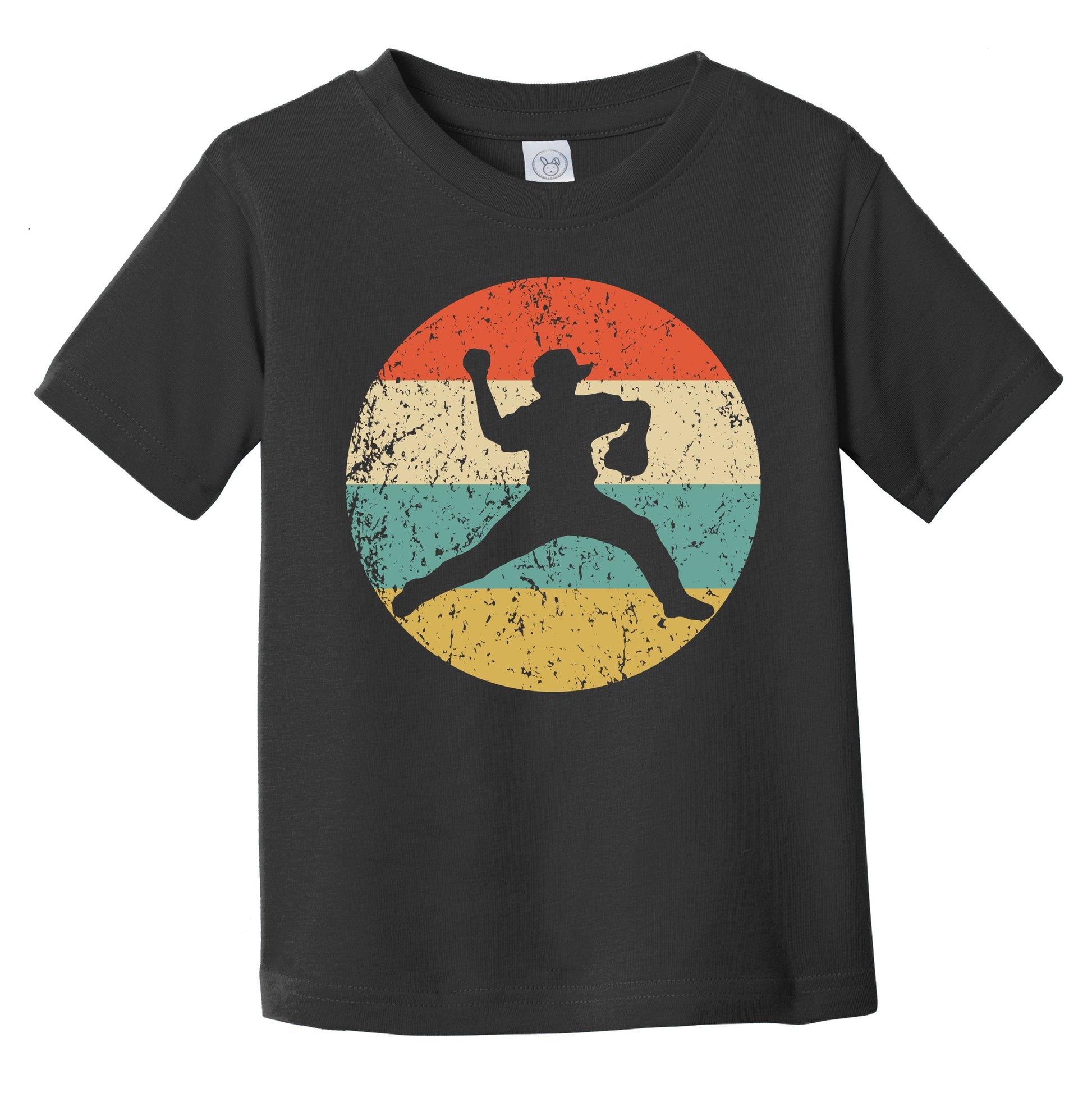 Baseball Player Pitcher Silhouette Retro Sports Infant Toddler T-Shirt