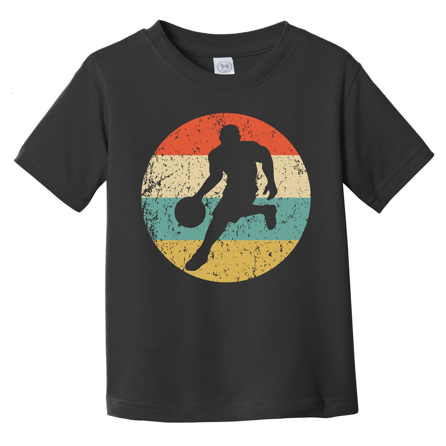 Basketball Player Dribbling Silhouette Retro Sports Infant Toddler T-Shirt