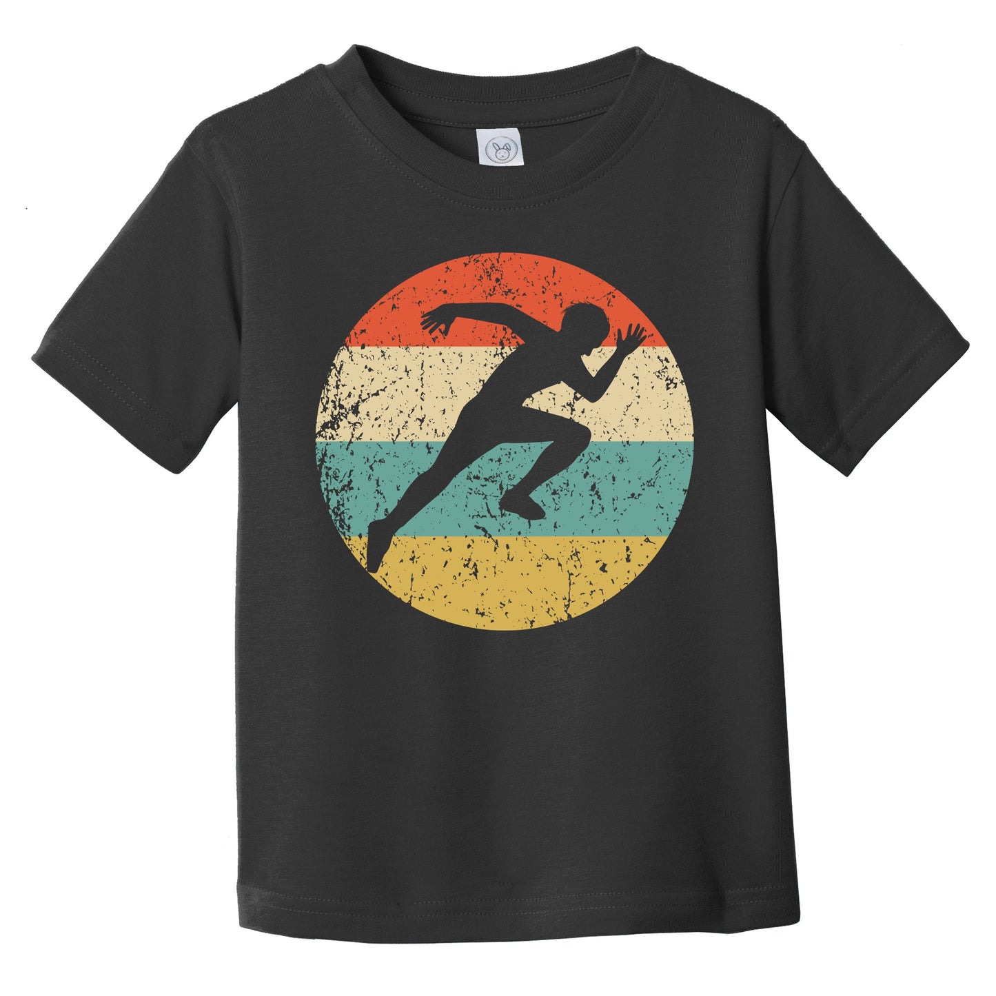 Sprinter Running Track and Field Silhouette Retro Sports Infant Toddler T-Shirt