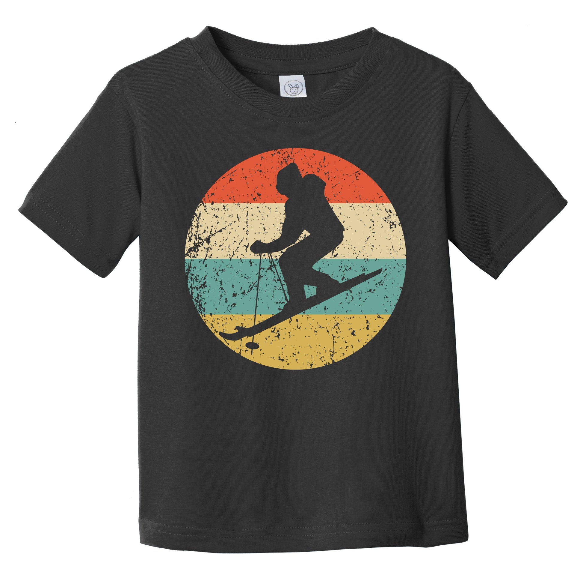 Downhill Skier Skiing Silhouette Retro Winter Sports Infant Toddler T-Shirt