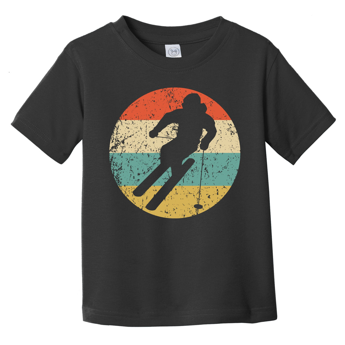Downhill Skier Skiing Silhouette Retro Winter Sports Infant Toddler T-Shirt