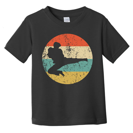 Karate Jump Kick Taekwondo Silhouette Retro Martial Arts Infant Toddler T-Shirt