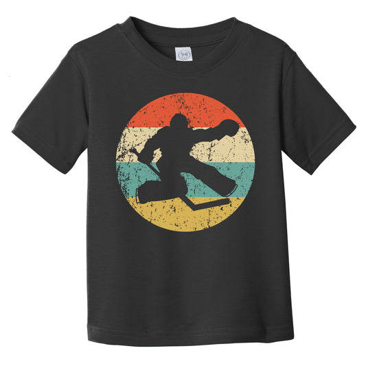 Hockey Player Goalie Silhouette Retro Sports Infant Toddler T-Shirt