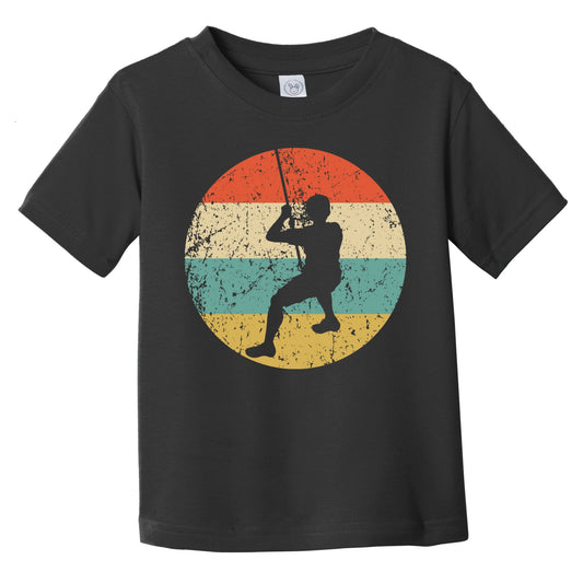 Rock Climber Rappelling Silhouette Retro Rock Climbing Infant Toddler T-Shirt