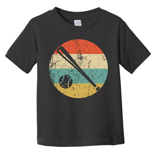 Bat and Ball Icon Retro Baseball Infant Toddler T-Shirt