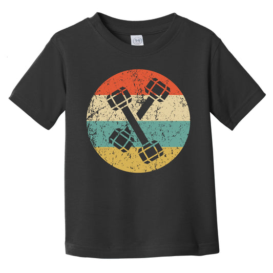 Dumbbell Weights Icon Retro Fitness Weightlifting Infant Toddler T-Shirt