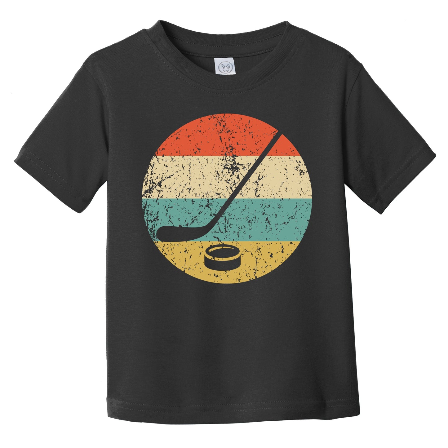 Hockey Stick and Puck Icon Retro Hockey Infant Toddler T-Shirt