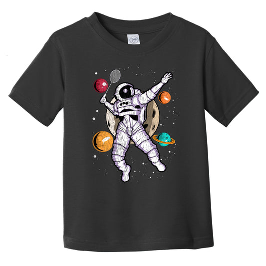 Badminton Astronaut Outer Space Spaceman Distressed Infant Toddler T-Shirt