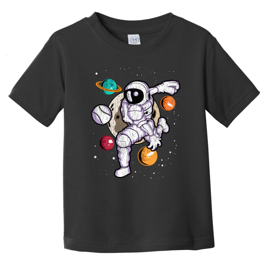 Baseball Pitcher Astronaut Outer Space Spaceman Distressed Infant Toddler T-Shirt