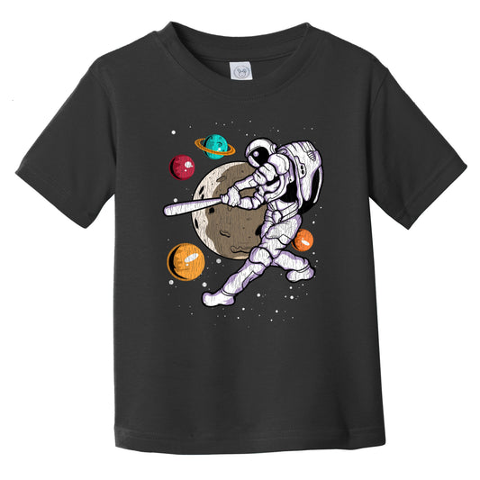 Baseball Batter Astronaut Outer Space Spaceman Distressed Infant Toddler T-Shirt