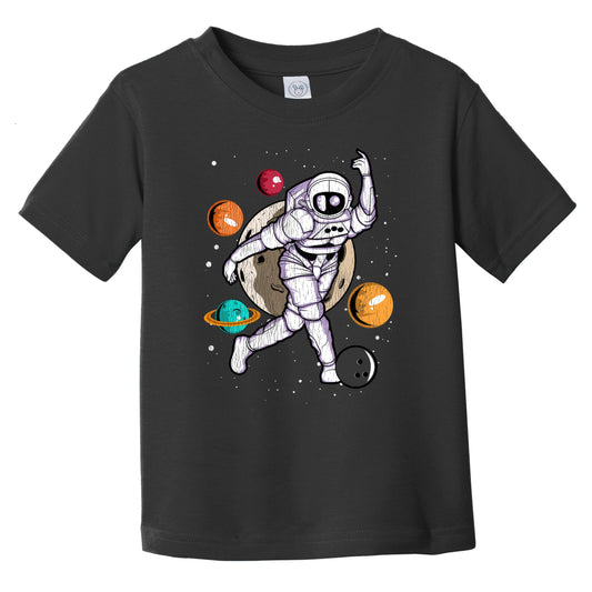 Bowling Astronaut Outer Space Spaceman Distressed Infant Toddler T-Shirt