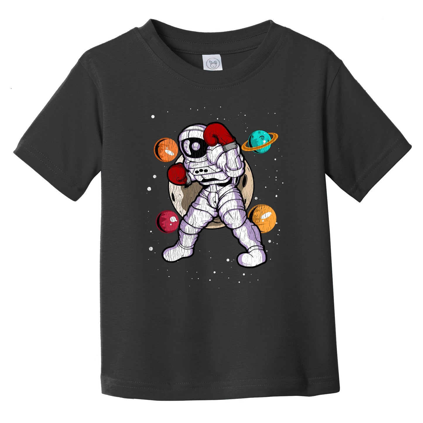 Boxing Astronaut Outer Space Spaceman Distressed Infant Toddler T-Shirt