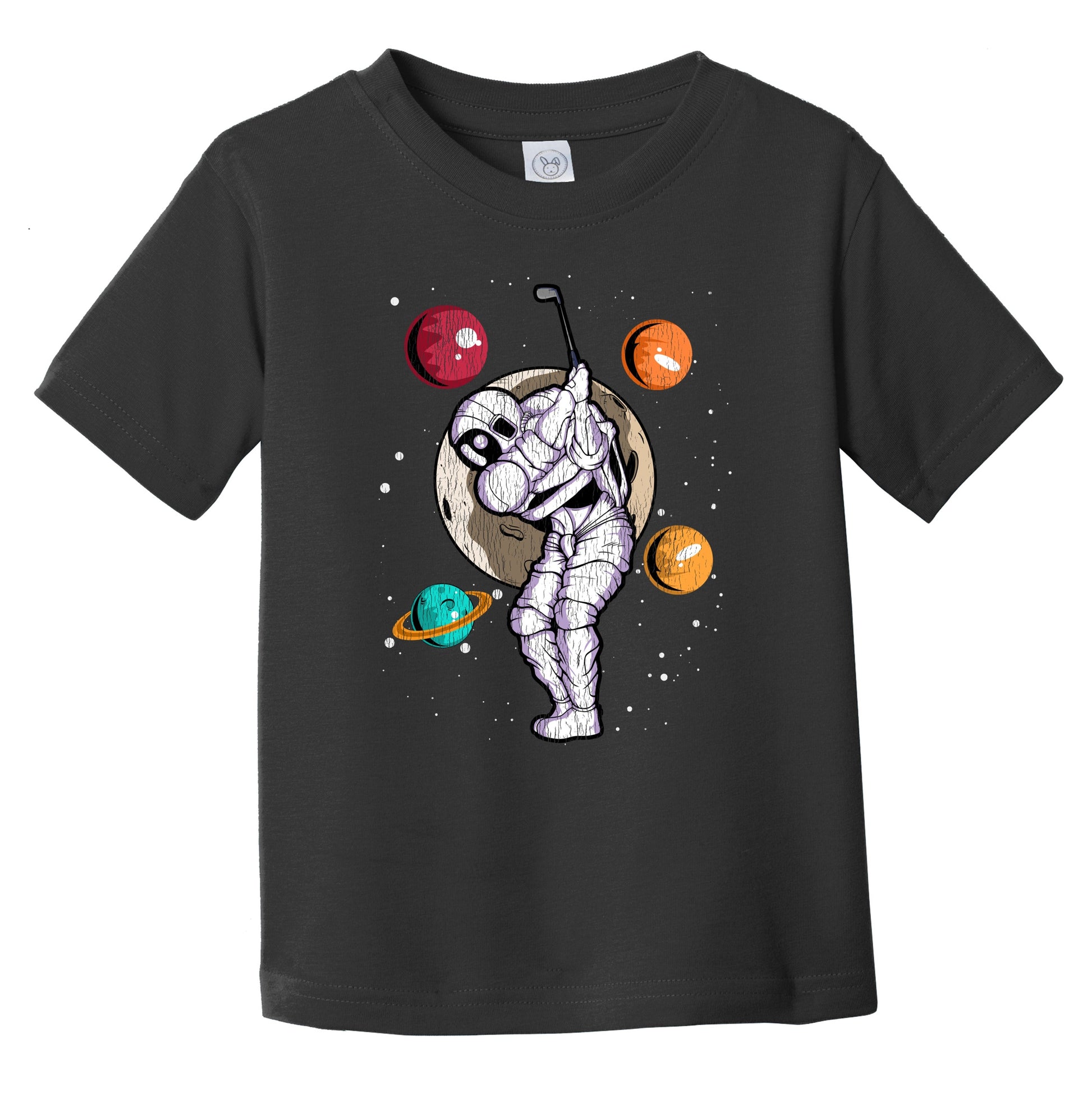 Golf Astronaut Outer Space Spaceman Distressed Infant Toddler T-Shirt