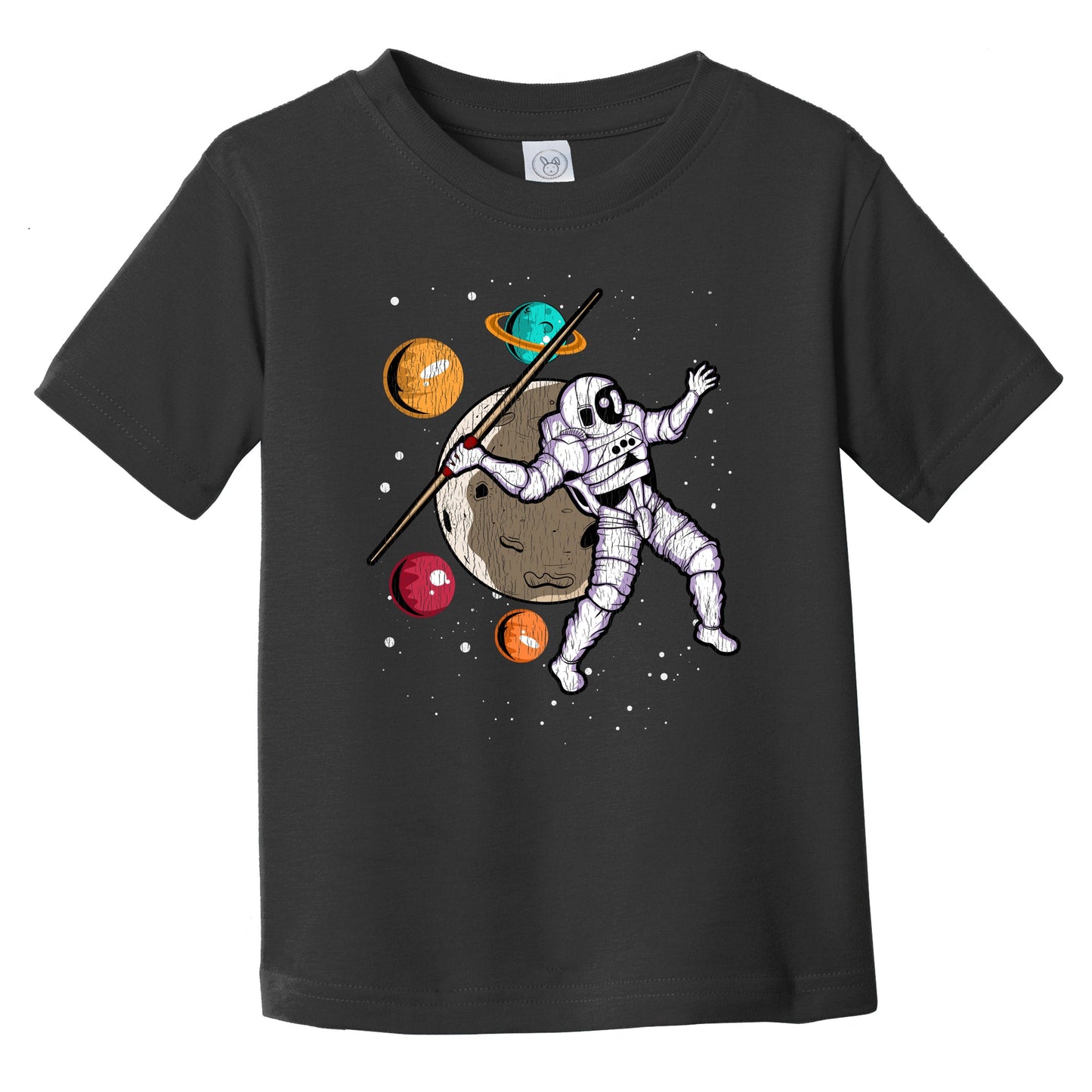 Javelin Throw Astronaut Outer Space Spaceman Track and Field Distressed Infant Toddler T-Shirt