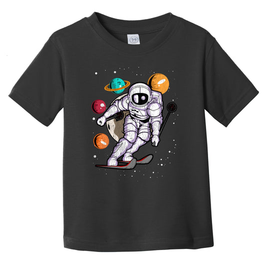 Skiing Astronaut Outer Space Spaceman Distressed Infant Toddler T-Shirt