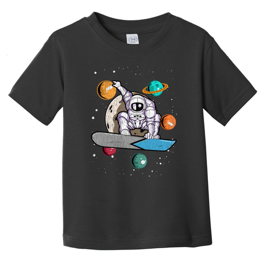 Snowboarding Astronaut Outer Space Spaceman Distressed Infant Toddler T-Shirt