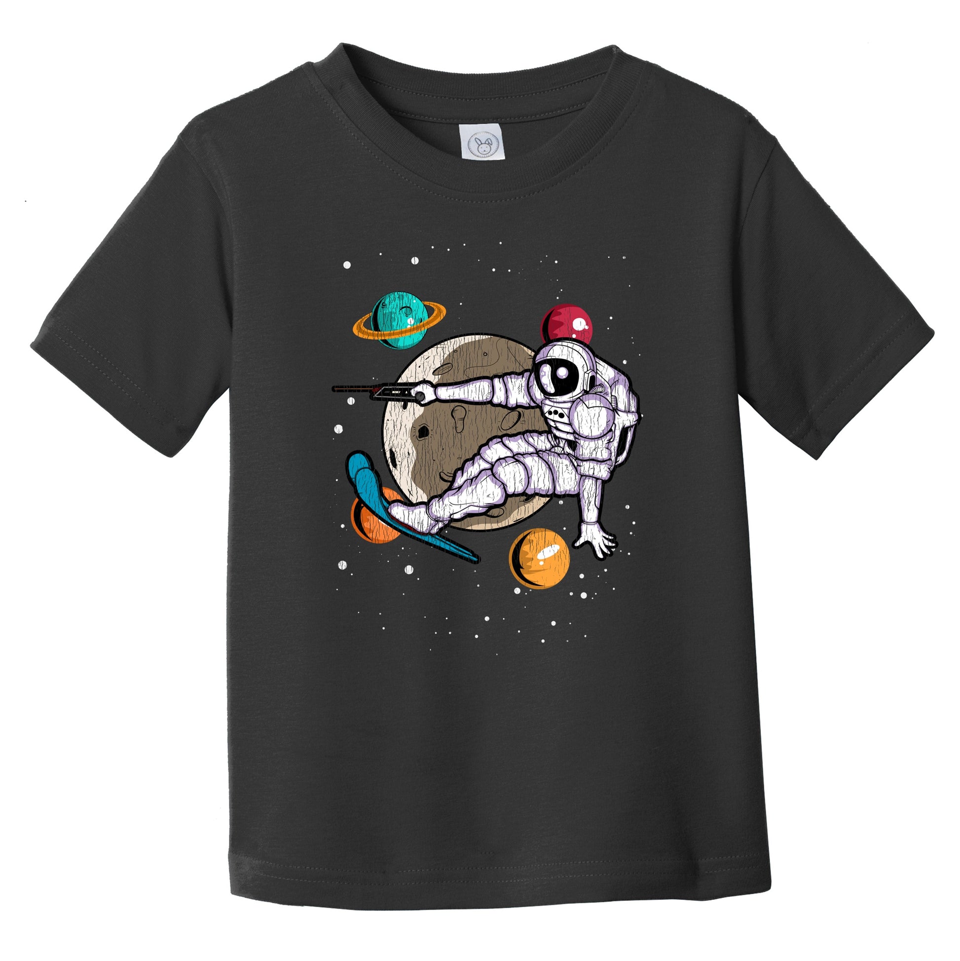 Waterskiing Astronaut Outer Space Spaceman Distressed Infant Toddler T-Shirt