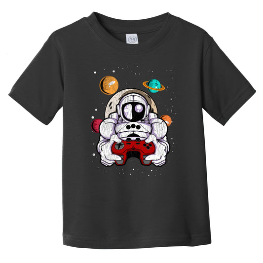 Gamer Astronaut Outer Space Spaceman Video Games Distressed Infant Toddler T-Shirt