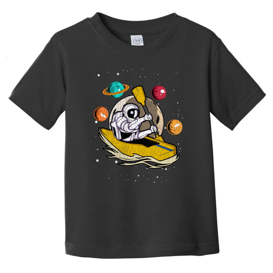 Kayaker Astronaut Outer Space Spaceman Kayaking Distressed Infant Toddler T-Shirt