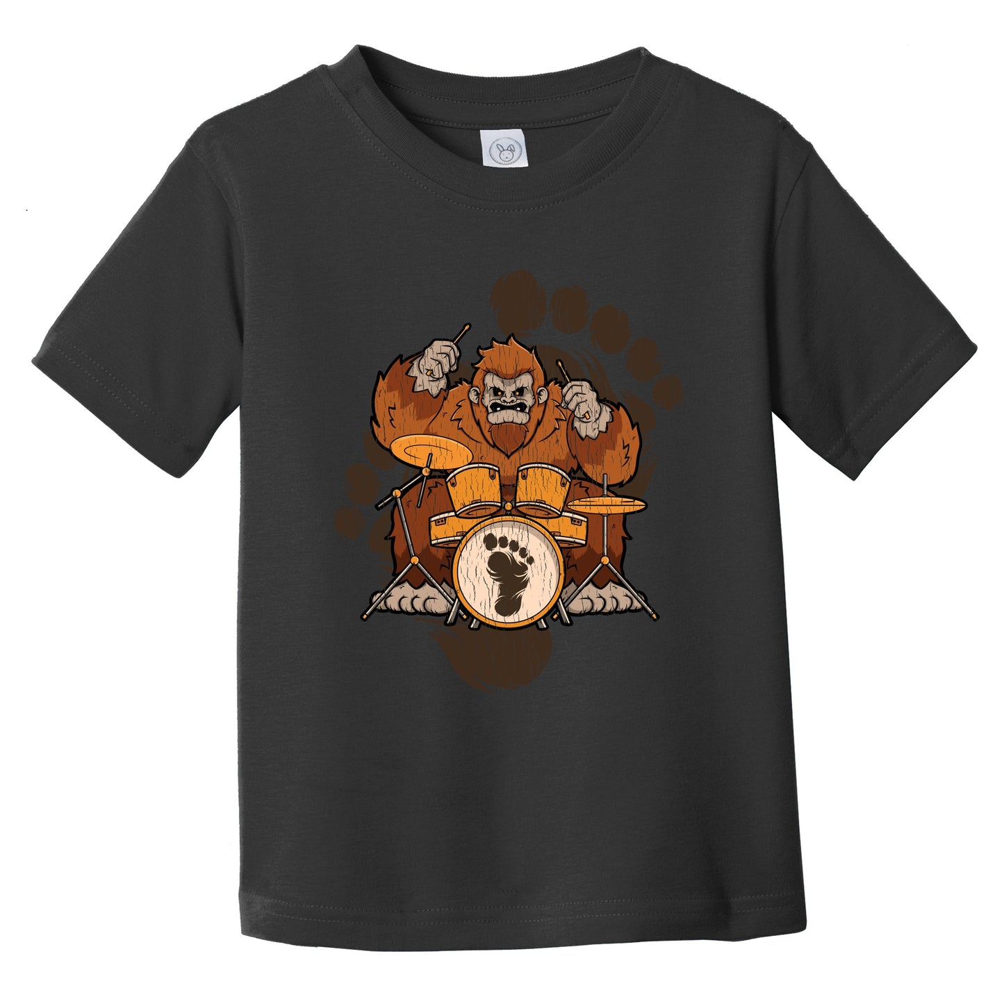 Toddler Bigfoot Drummer Shirt - Sasquatch Playing Drums Infant Toddler T-Shirt