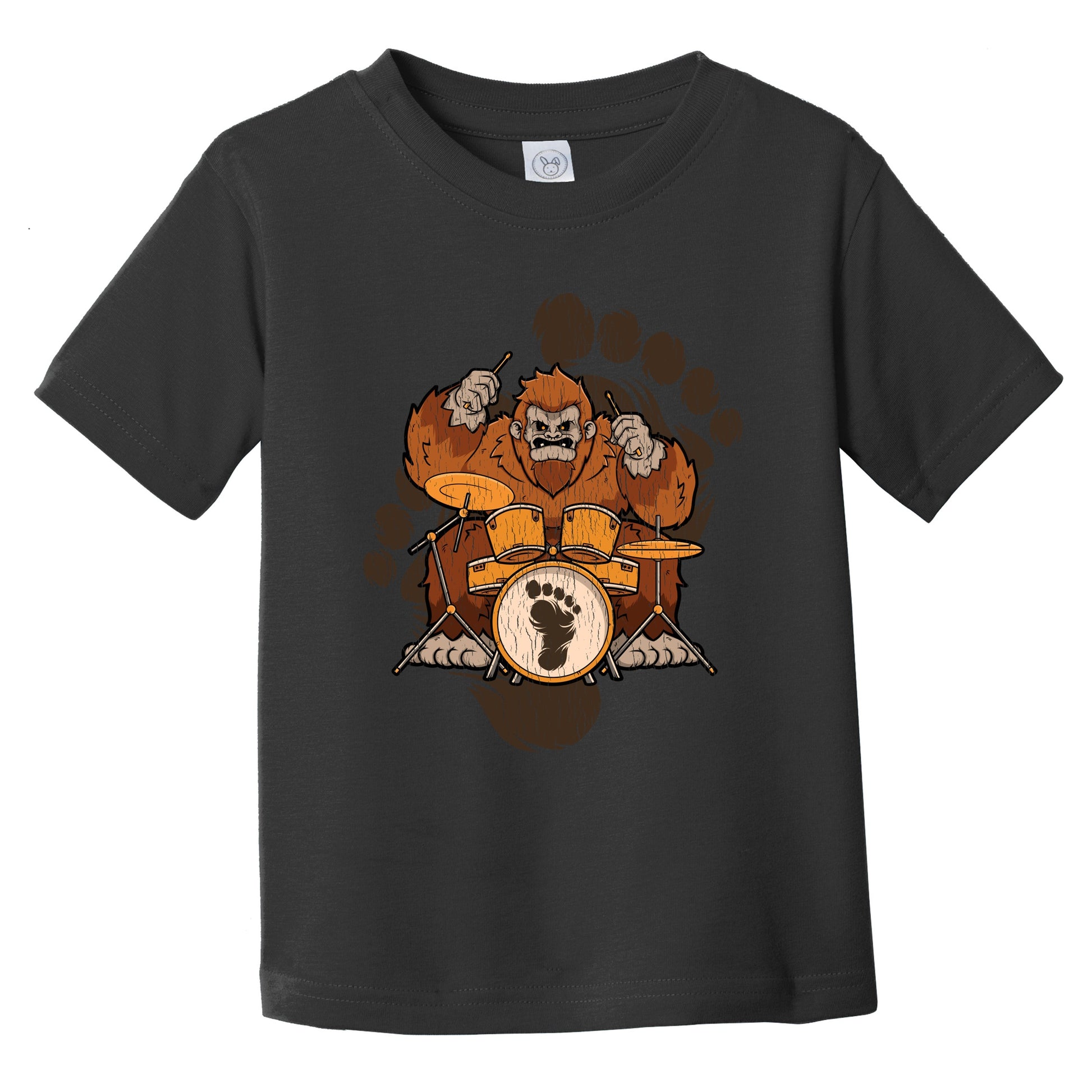Toddler Bigfoot Drummer Shirt - Sasquatch Playing Drums Infant Toddler T-Shirt
