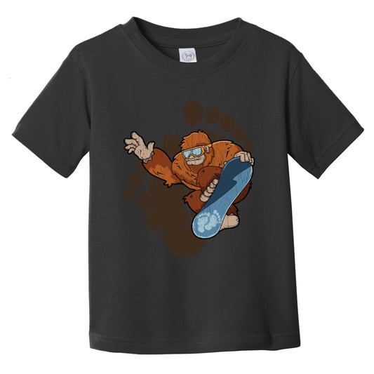 Toddler Bigfoot Snowboarding Shirt - Sasquatch Riding Snowboard Infant Toddler T-Shirt
