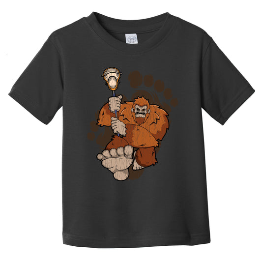 Toddler Bigfoot Lacrosse Shirt - Sasquatch Playing Lacrosse Infant Toddler T-Shirt