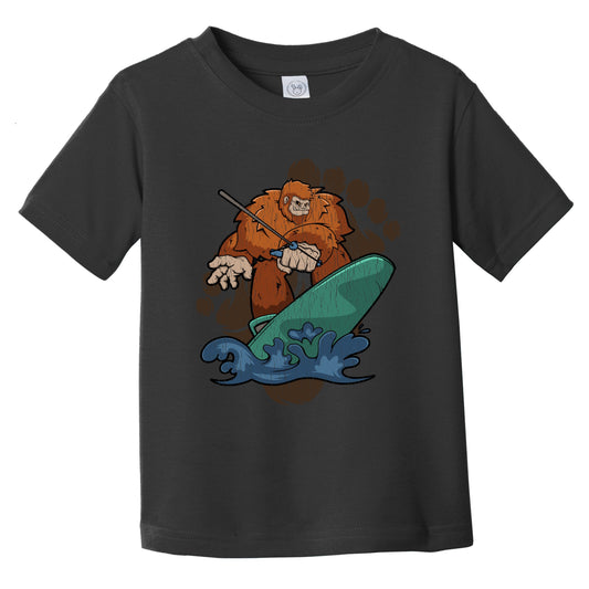 Toddler Bigfoot Wakeboarding Shirt - Sasquatch on Wakeboard Infant Toddler T-Shirt