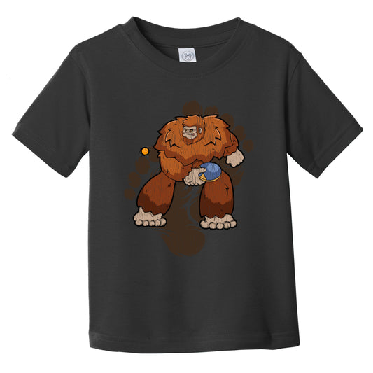 Toddler Bigfoot Table Tennis Shirt - Sasquatch Playing Table Tennis Infant Toddler T-Shirt