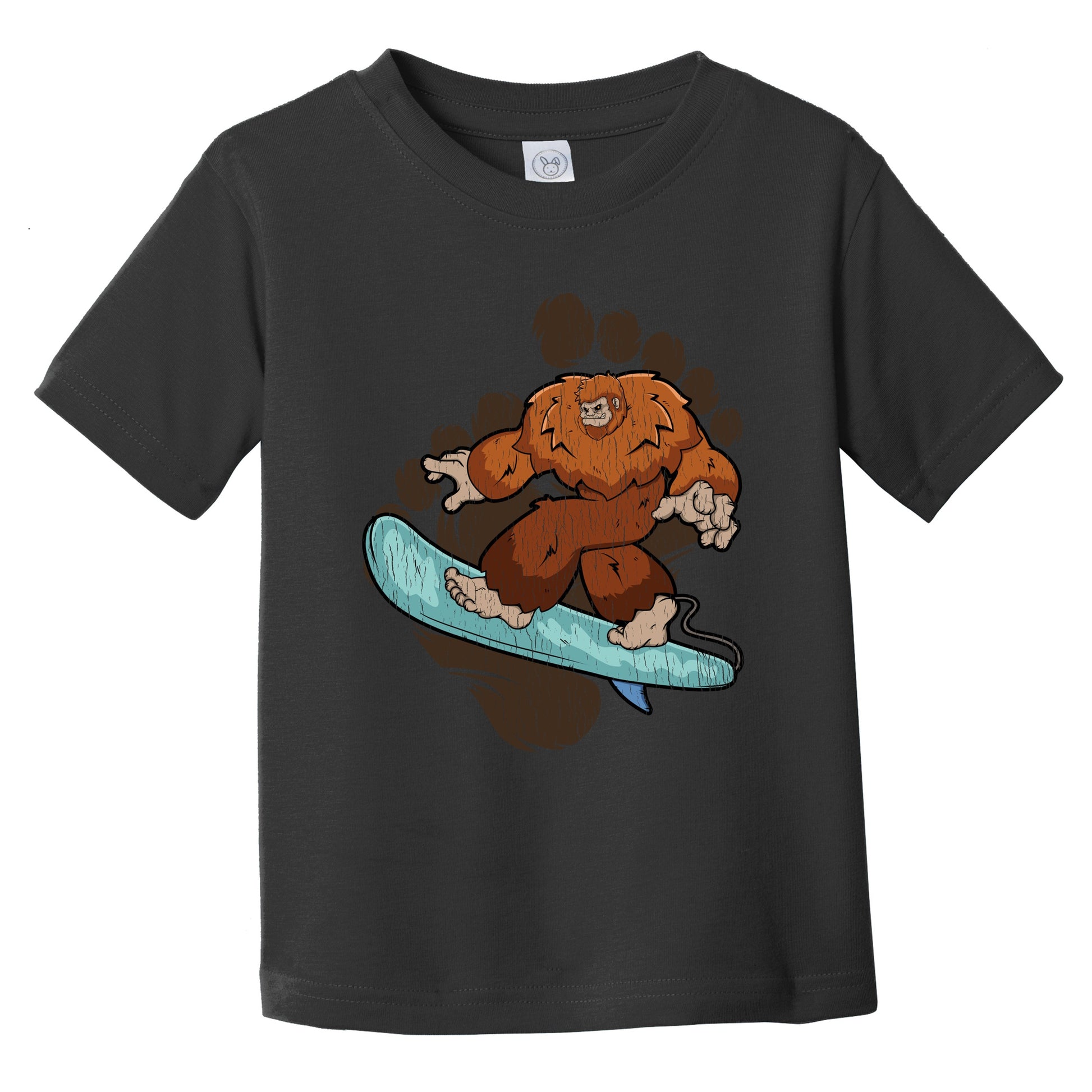 Toddler Bigfoot Surfing Shirt - Sasquatch on Surf Board Infant Toddler T-Shirt