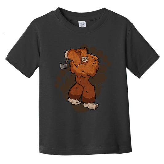 Toddler Bigfoot Axe Throwing Shirt - Sasquatch Throwing Axe Infant Toddler T-Shirt