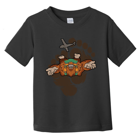Toddler Bigfoot Skydiving Shirt - Sasquatch Jumping From Air Plane Infant Toddler T-Shirt