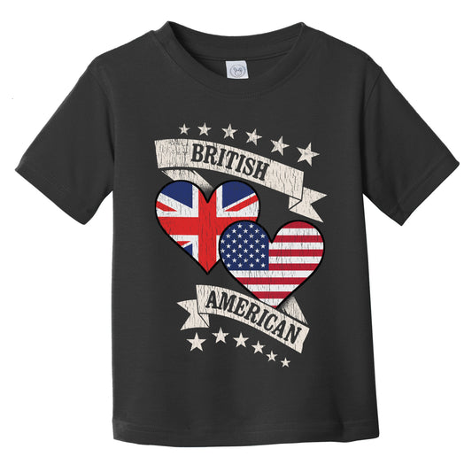 British American Heart Flags United Kingdom America Infant Toddler T-Shirt