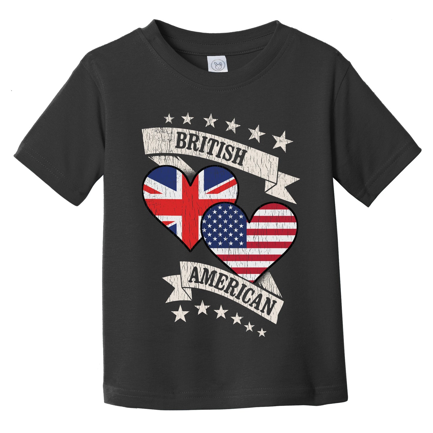 British American Heart Flags United Kingdom America Infant Toddler T-Shirt
