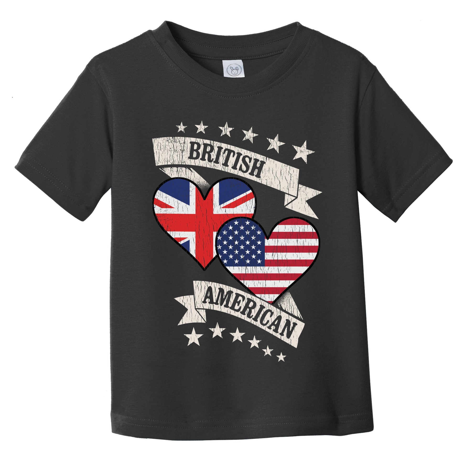 British American Heart Flags United Kingdom America Infant Toddler T-Shirt