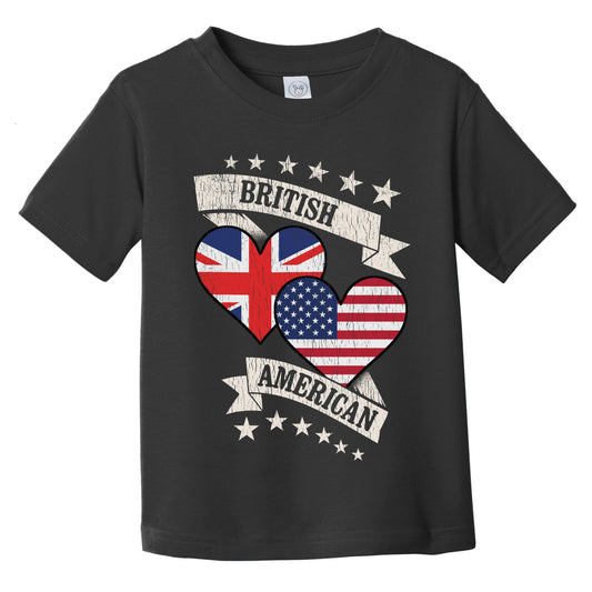 British American Heart Flags United Kingdom America Infant Toddler T-Shirt