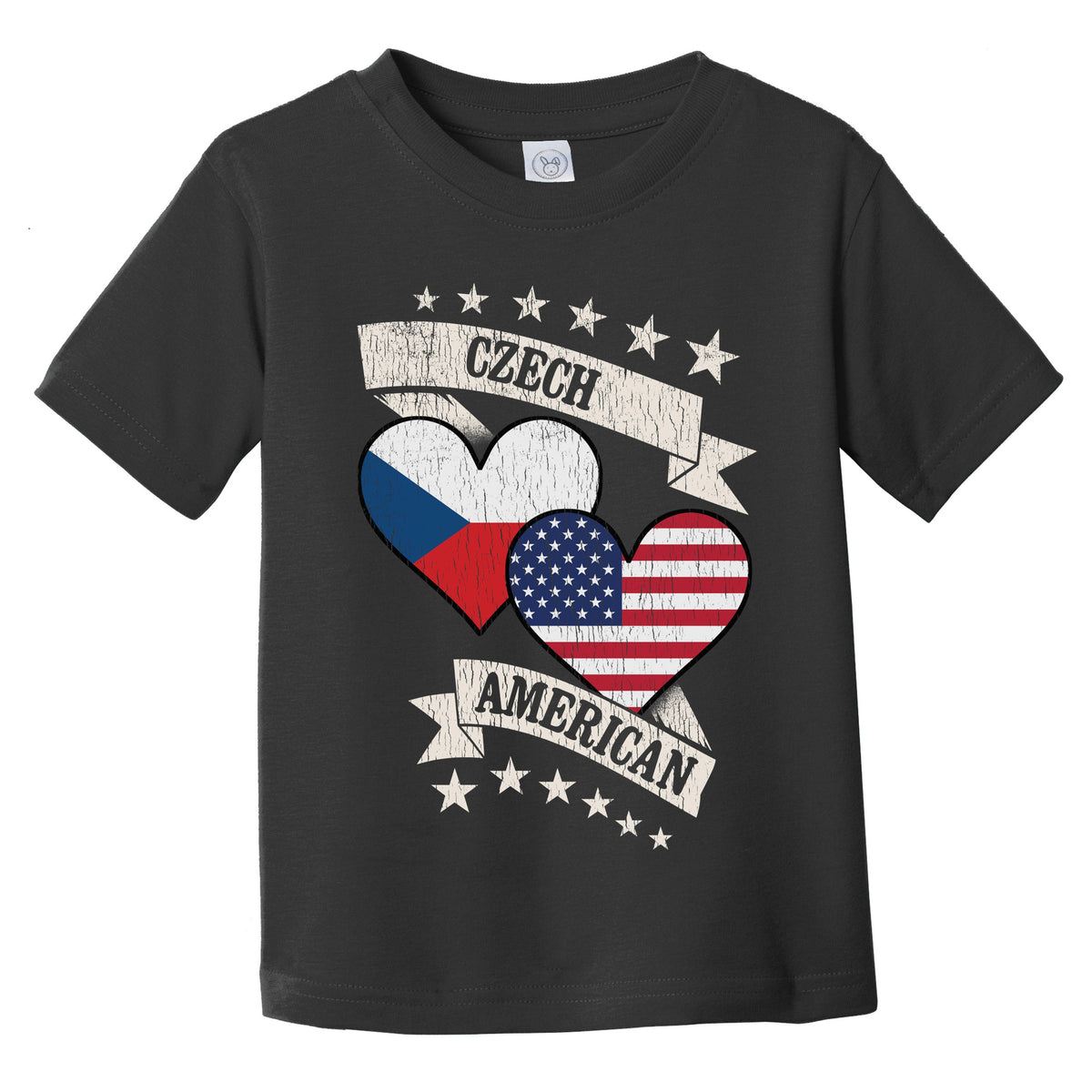 Czech American Heart Flags Czech Republic America Infant Toddler T-Shirt