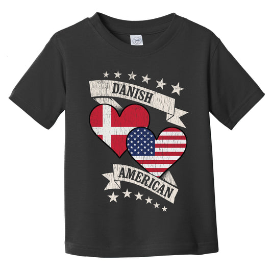 Danish American Heart Flags Denmark America Infant Toddler T-Shirt
