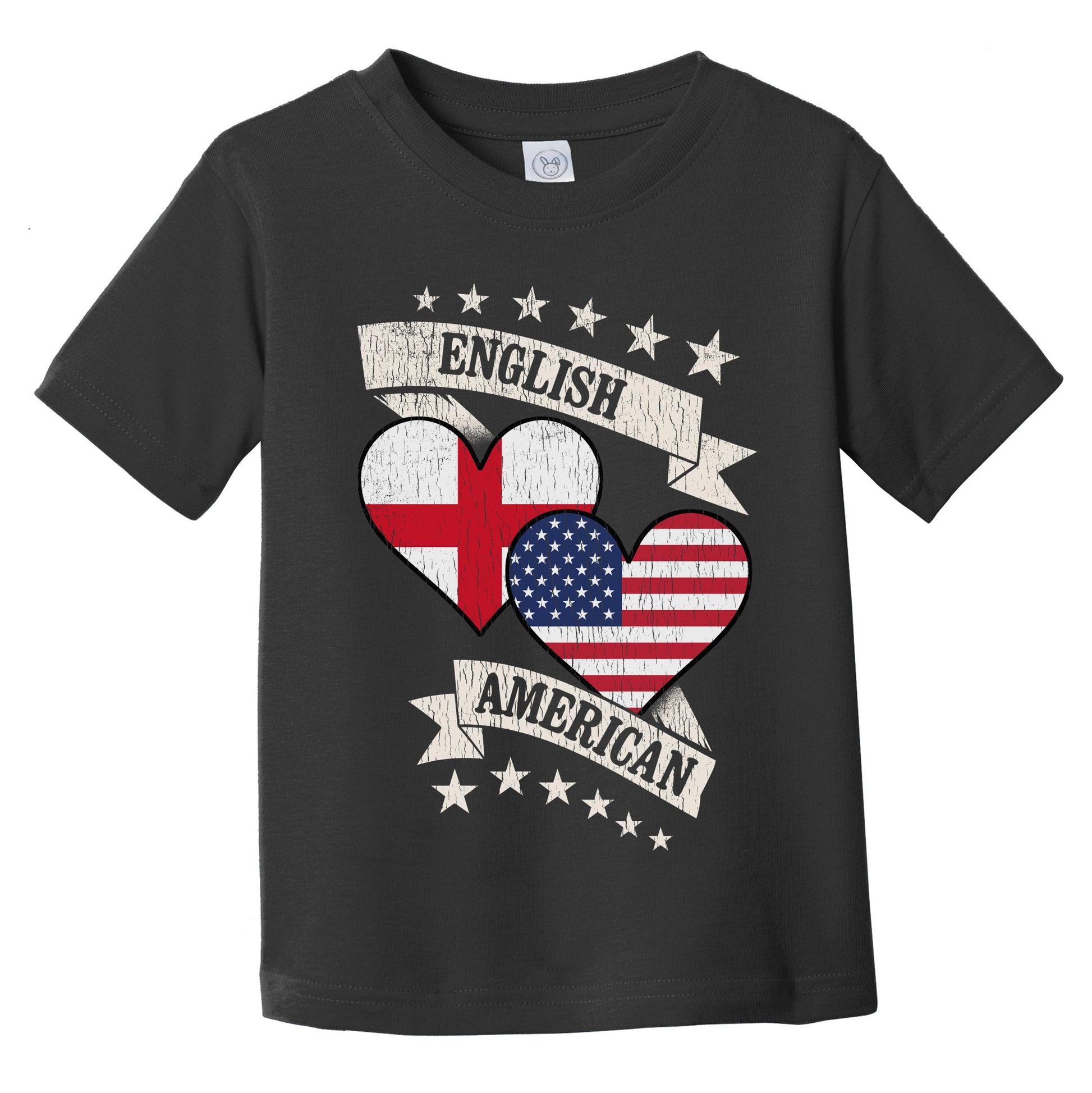 English American Heart Flags England America Infant Toddler T-Shirt