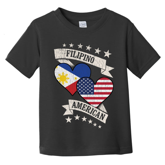 Filipino American Heart Flags Philippines America Infant Toddler T-Shirt