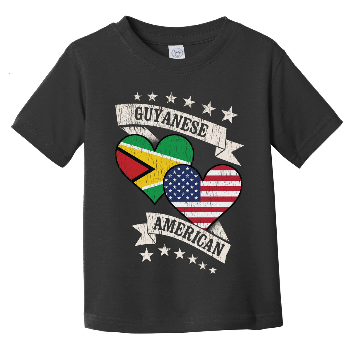 Guyanese American Heart Flags Guyana America Infant Toddler T-Shirt