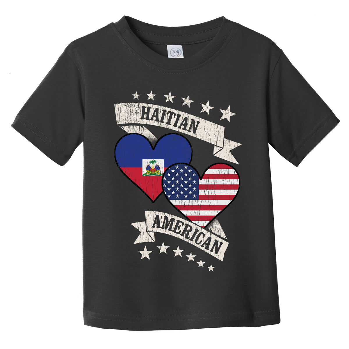 Haitian American Heart Flags Haiti America Infant Toddler T-Shirt